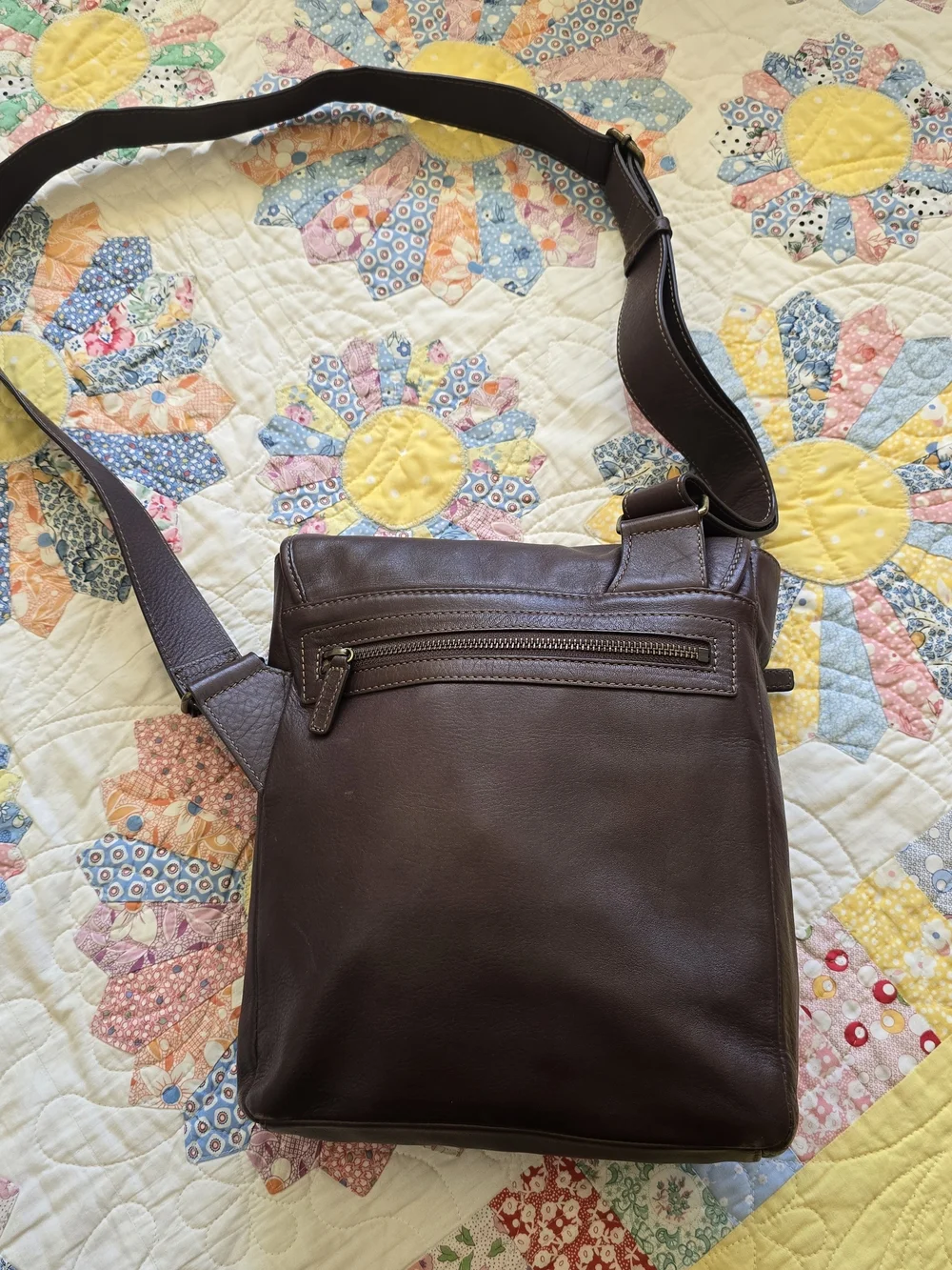 Levenger Brown Leather Messenger Crossbody Satchel 12